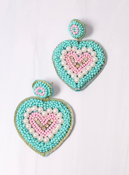 Just a Crush Heart Turquoise Earrings