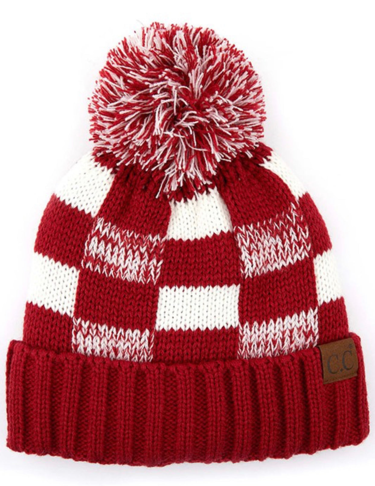 Buffalo Check Beanie Red White