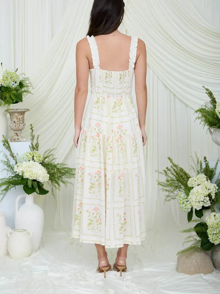 Floral Drop Waist Sleeveless Midi Dress