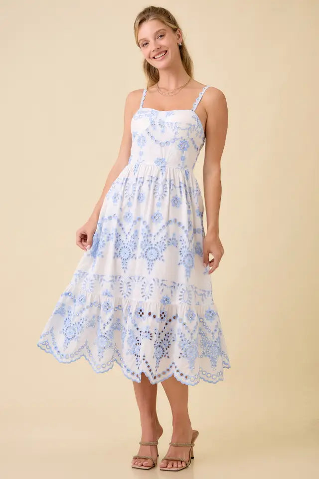 Bluebell Eyelet Midi Dress