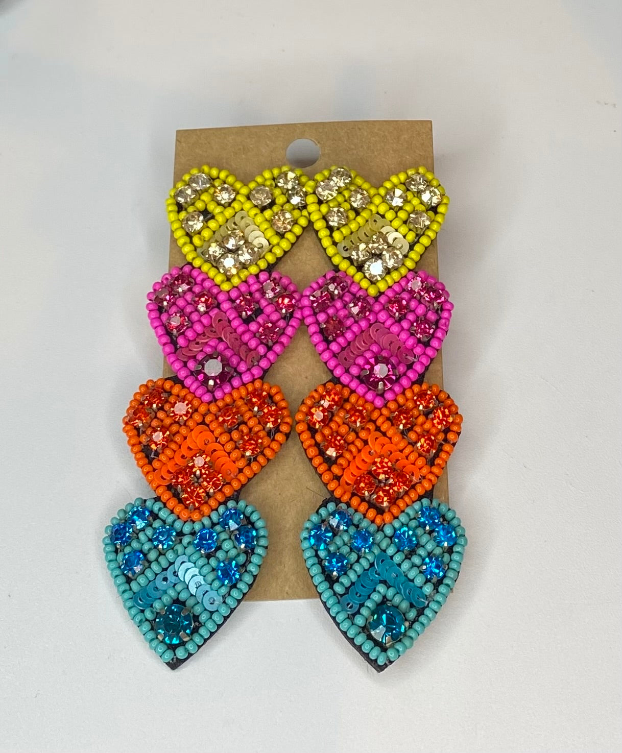 Heart Drop Beaded Earrings