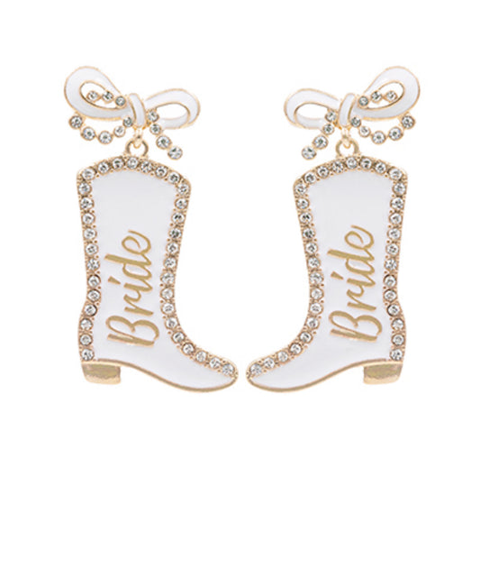 Bride Bling Boots Earrings