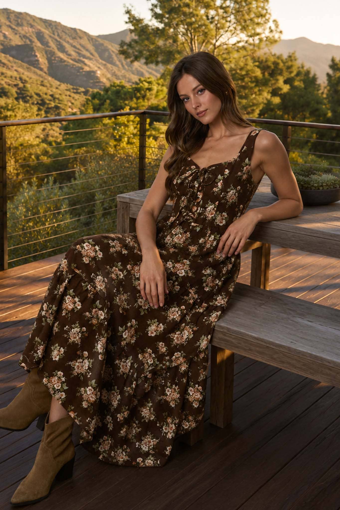 Golden Meadow Midi Dress
