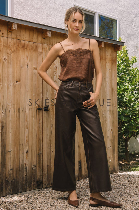 DISTRESSED FAUX PANTS
