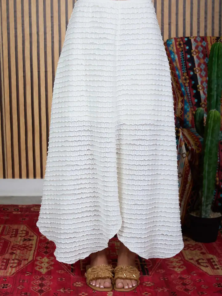 Ruffle Texture Sheer Knit Handkerchief Midi Skirt