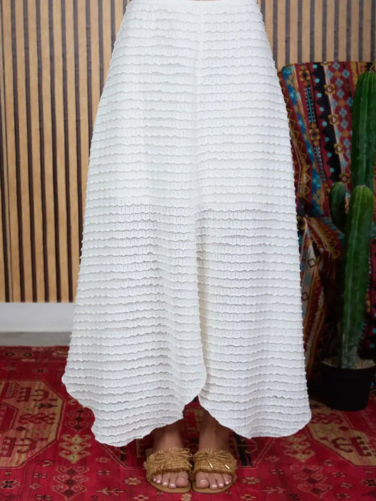 Ruffle Texture Sheer Knit Handkerchief Midi Skirt