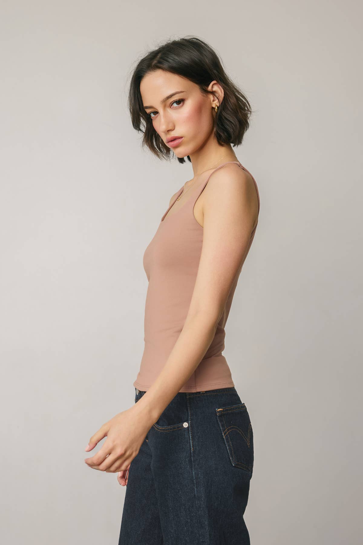 Square Neck Double Faced Top