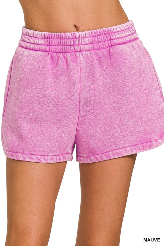 Acid Washed Elastic Dolphin Shorts