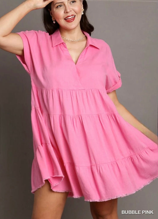 Ruffle Tiered Dress with Frayed Hem