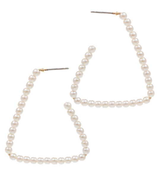 Pearl triangle earrings