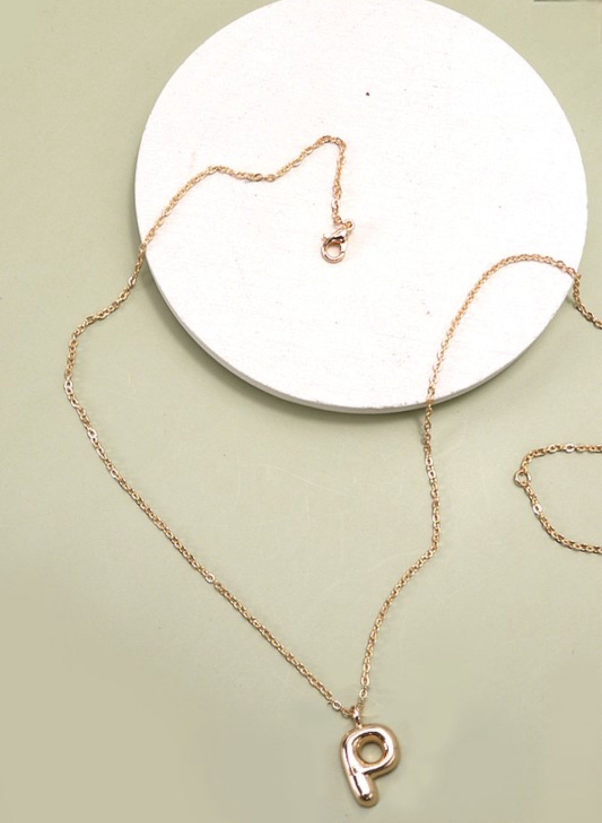 Gold Bubble Initial Necklace