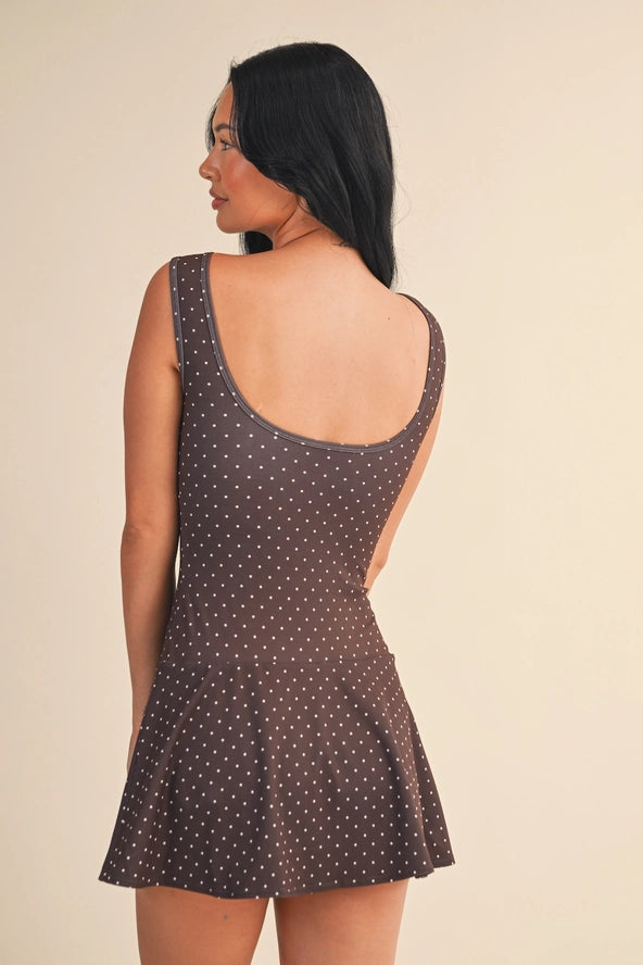 Mocha Dot Mini Dress