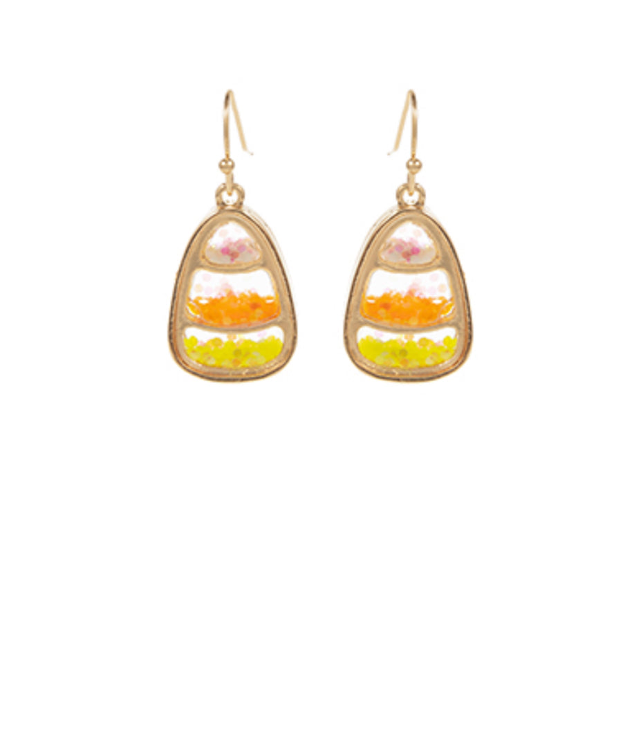 Candy Corn Glitter Drop Earrings