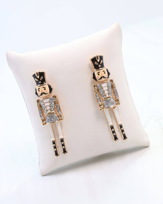 Naughty or Nice Nutcracker Earring Silver