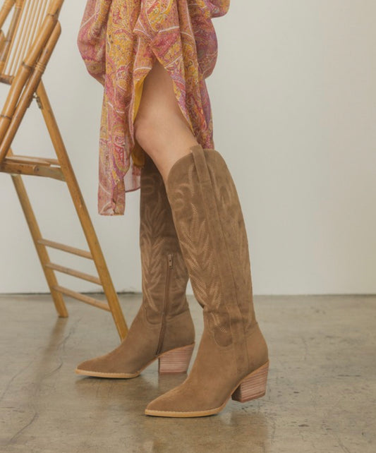 Samara Embroidered Brown Tall Boot