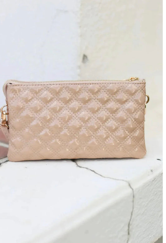 Liz Nude Patent Crossbody Bag