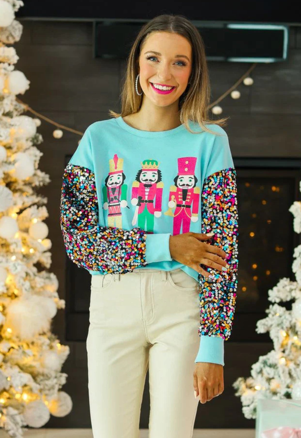 Nutcracker Sequin Sleeve Sweatshirt