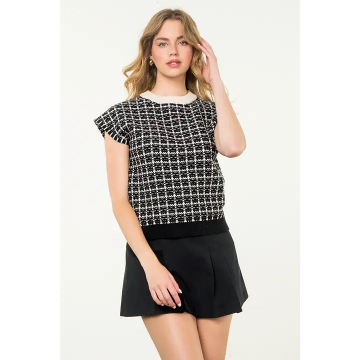 Chanelle Check Knit Top