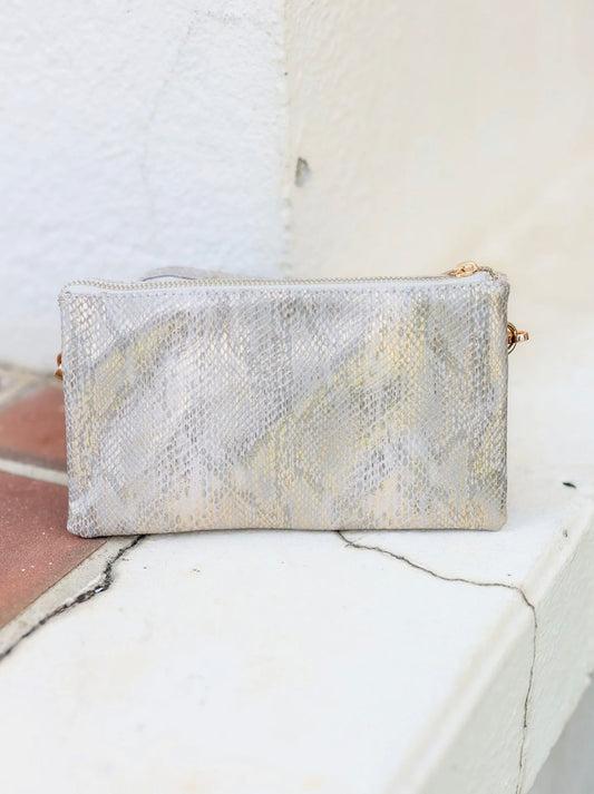 Liz Metallic Champagne Crossbody Bag