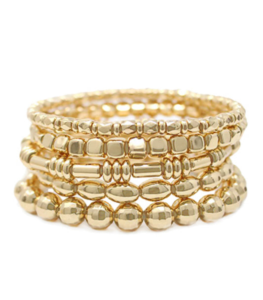 5 beaded Gold bracelets