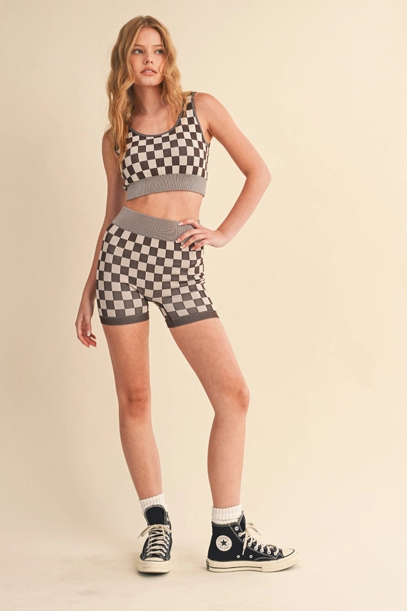 Checkmate Crop Two Piece Set