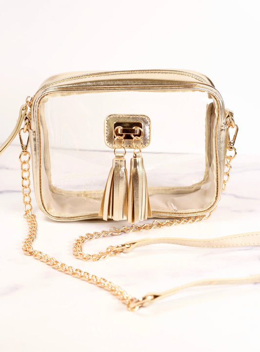 Addison Clear Crossbody Gold Bag