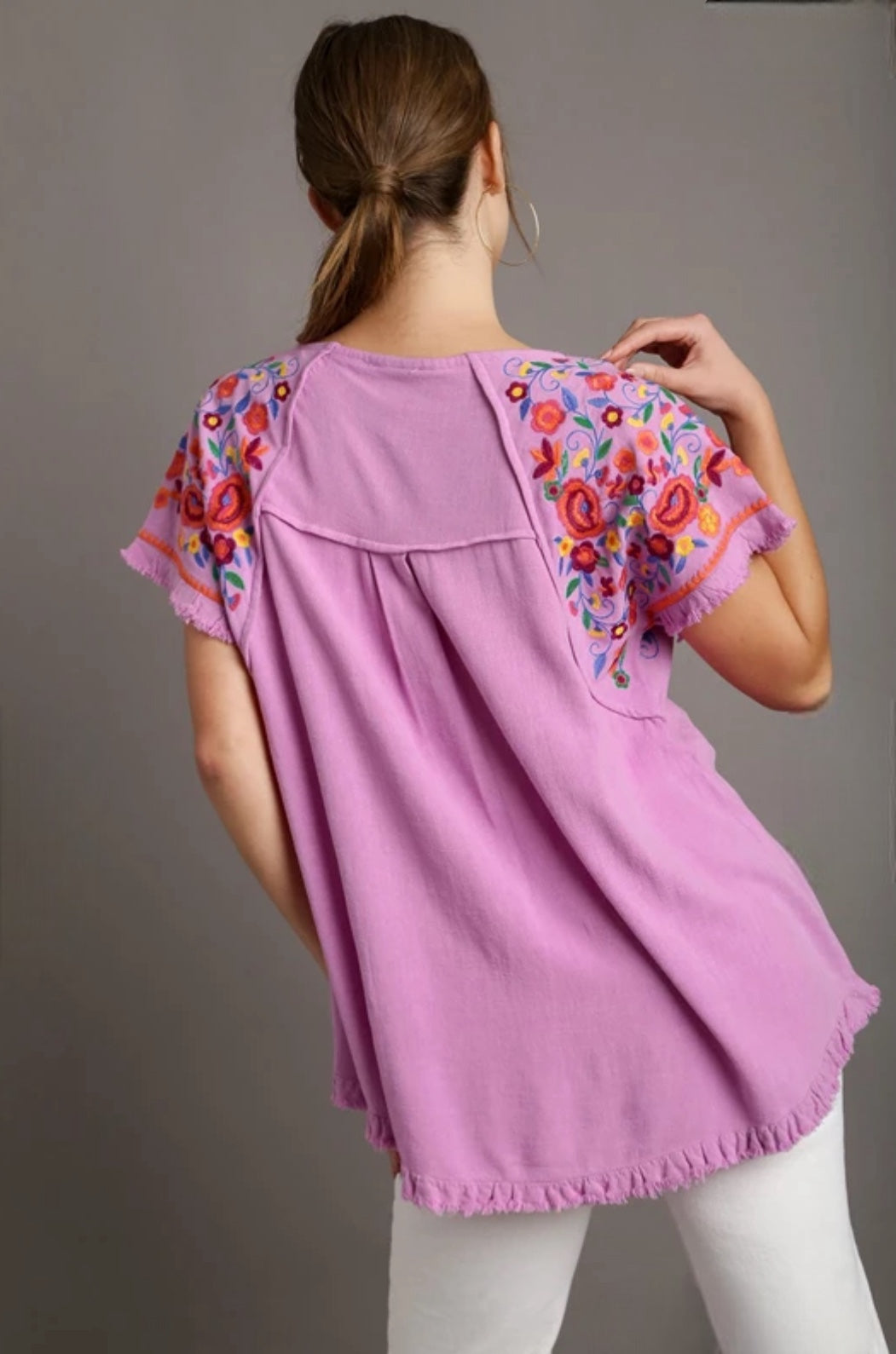 Floral Embroidered Linen Top