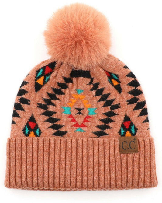 Aztec Beanie Hat Desert Sand