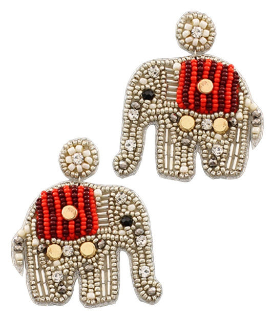 Beaded Elephant Earrings