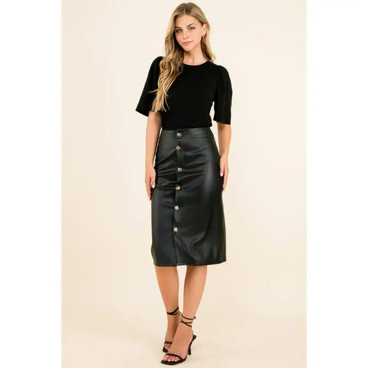 Milan Faux Leather Midi Skirt