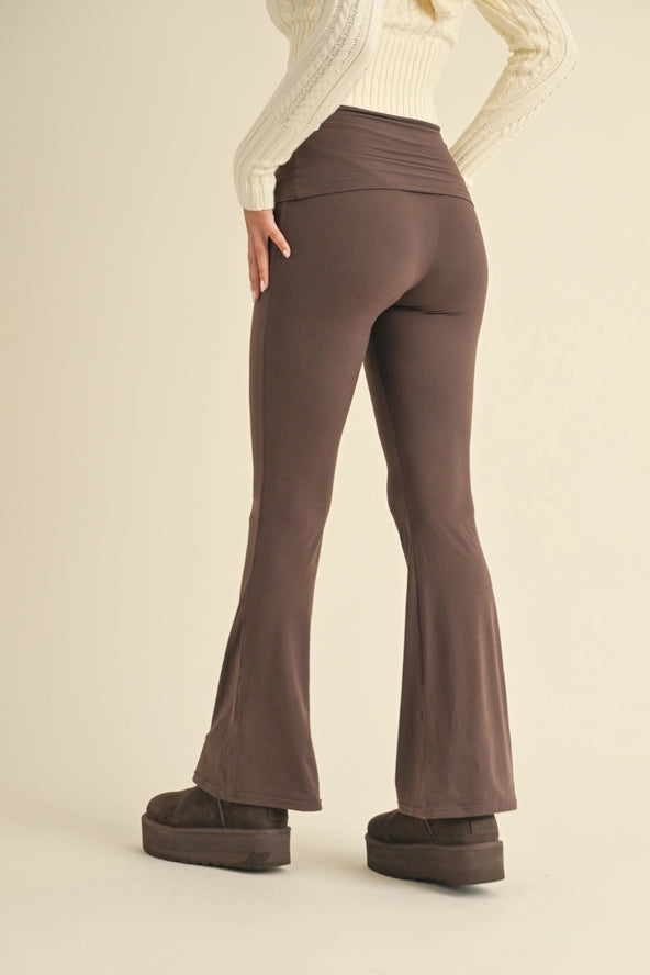 Soft Knit Foldover Flare Pants
