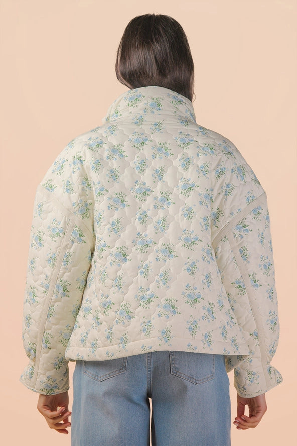 Blue Meadow Quilted Oversized Jacket