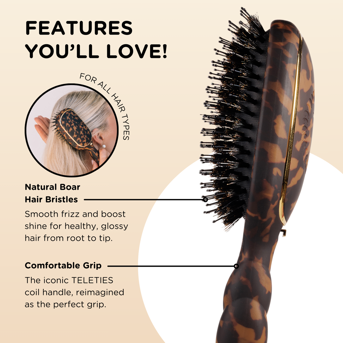 Boar Brush | Full Size | Tortoise