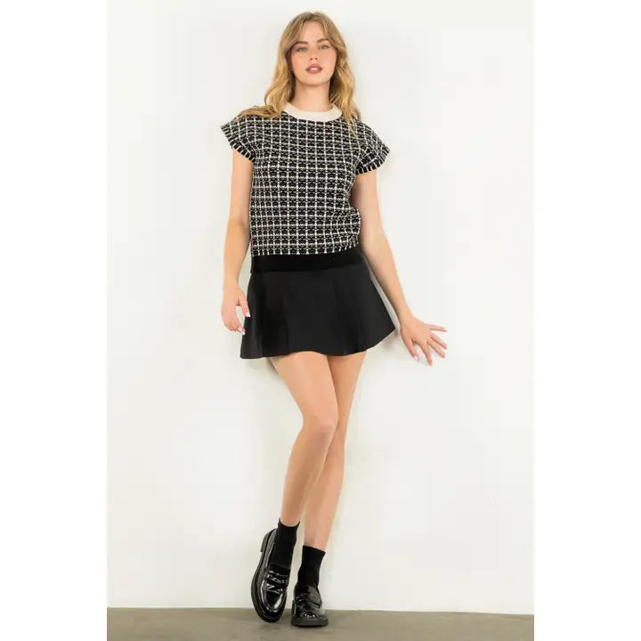 Chanelle Check Knit Top