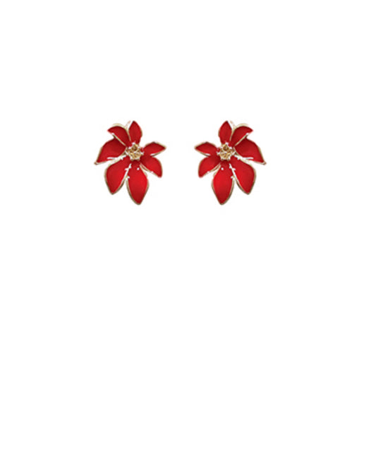 Christmas Poinsettia Stud Earrings