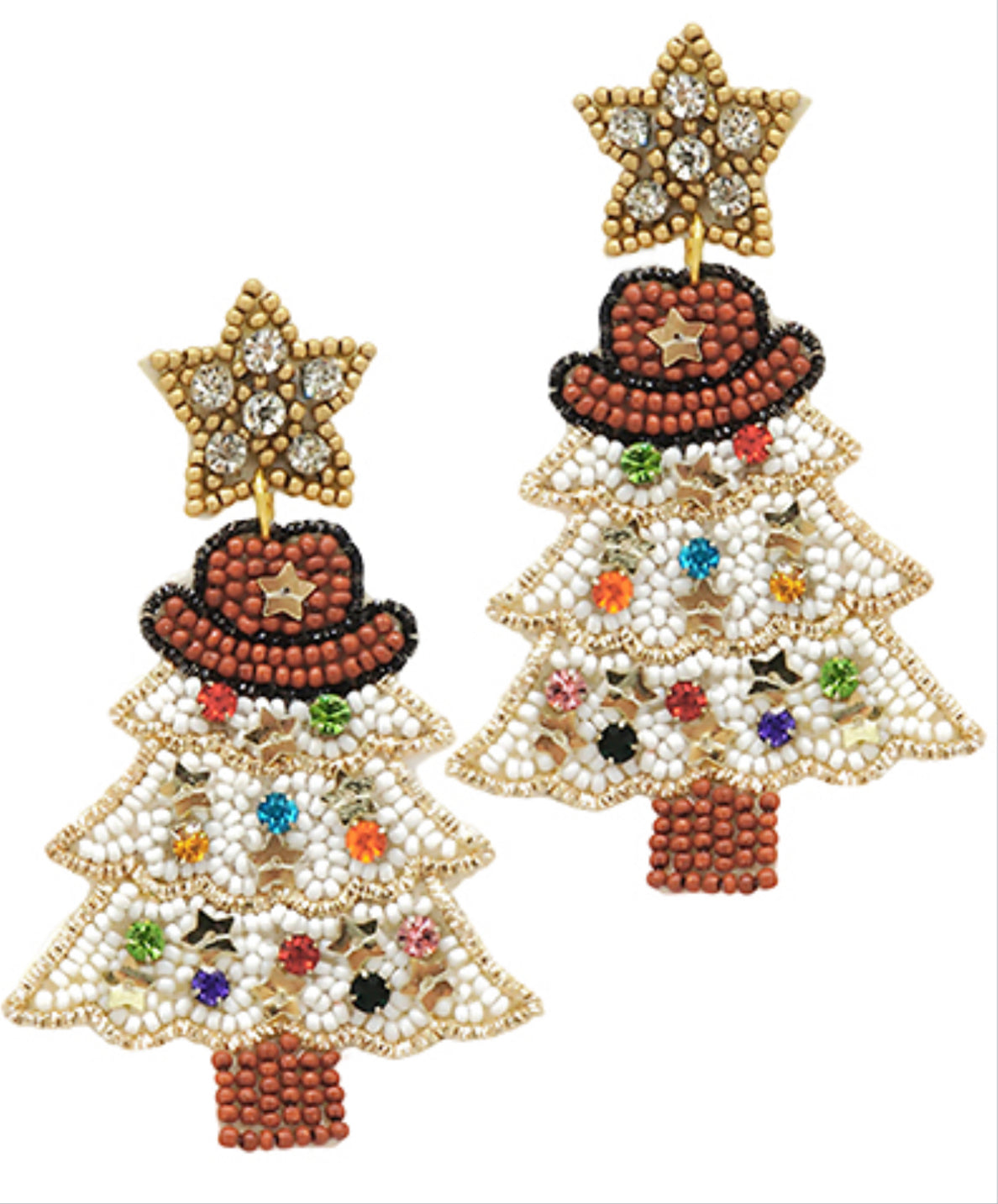 Cowboy Christmas Tree Earrings