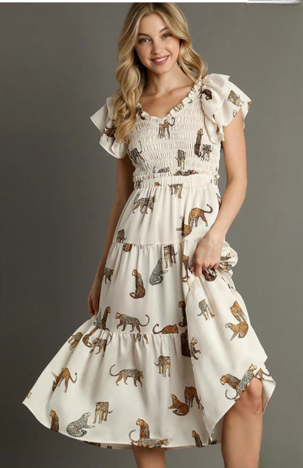 Cheetah Animal Print Smocked Dress