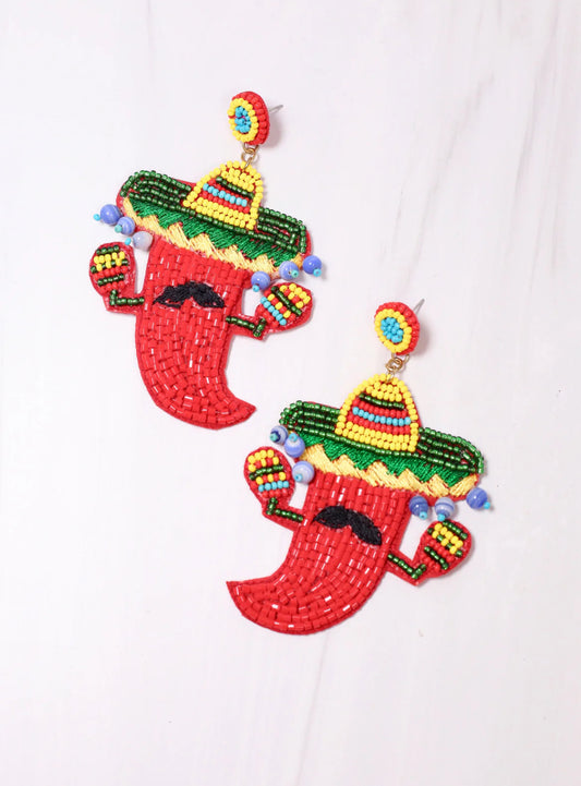 Chili Pepper Sombrero Earring