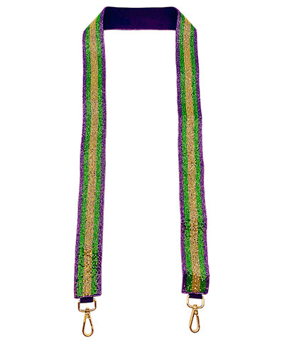 Mardi Gras Stripe Beaded Purse Strap