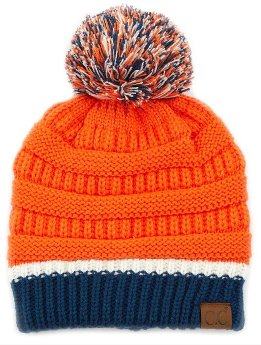 Ribbed Beanie Orange Blue