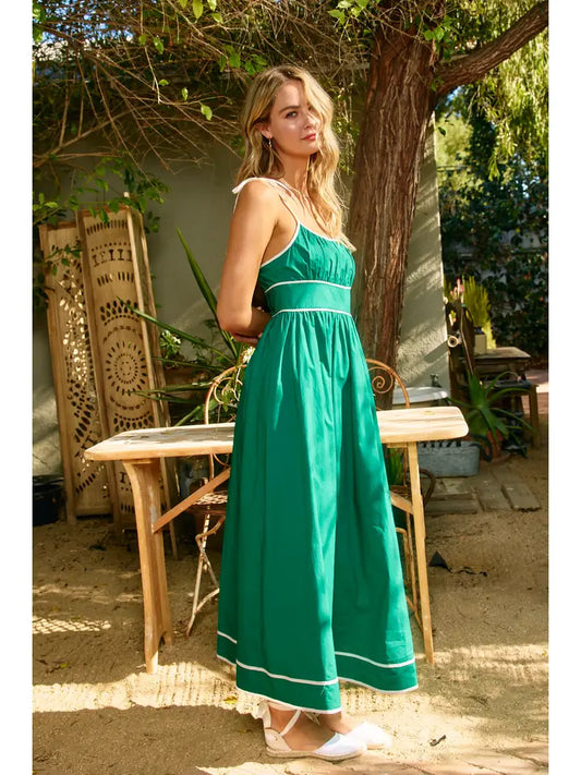 Emerald Breeze Midi Dress