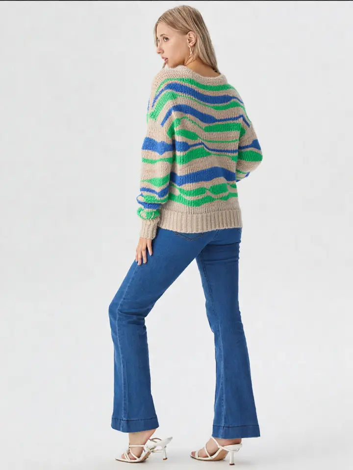 Coastal Wave Stripe Sweater
