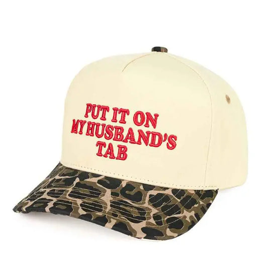 Puff Embroidered Put It On My Husband's Tab Trucker Hat