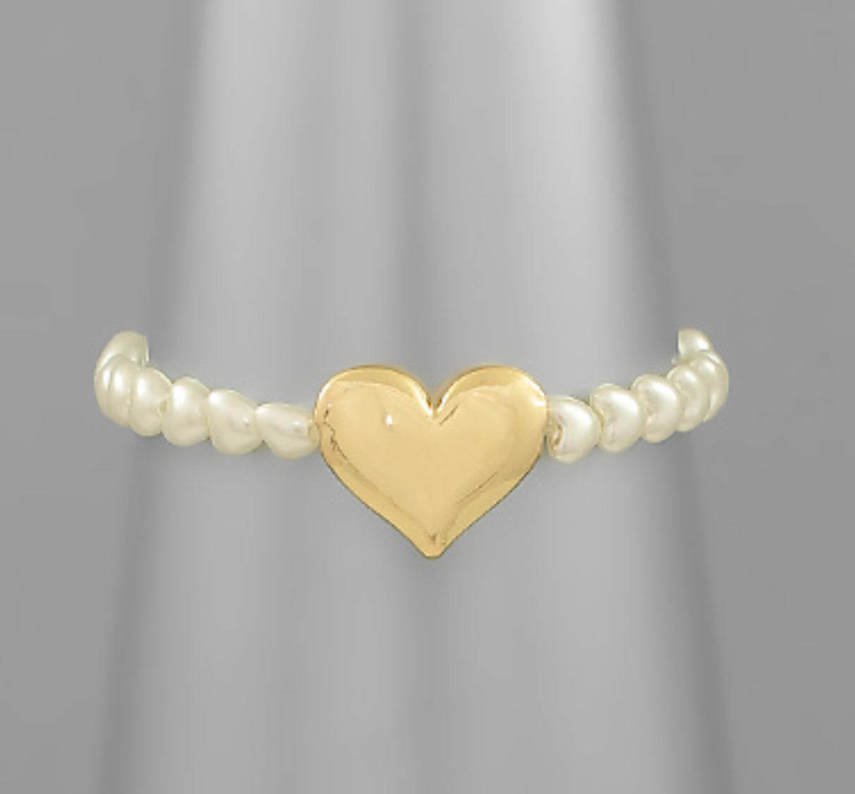 Heart Charm Pearl Bead Bracelet