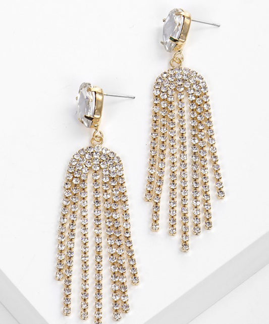 Large Teardrop Rhinestone Drop Earrings