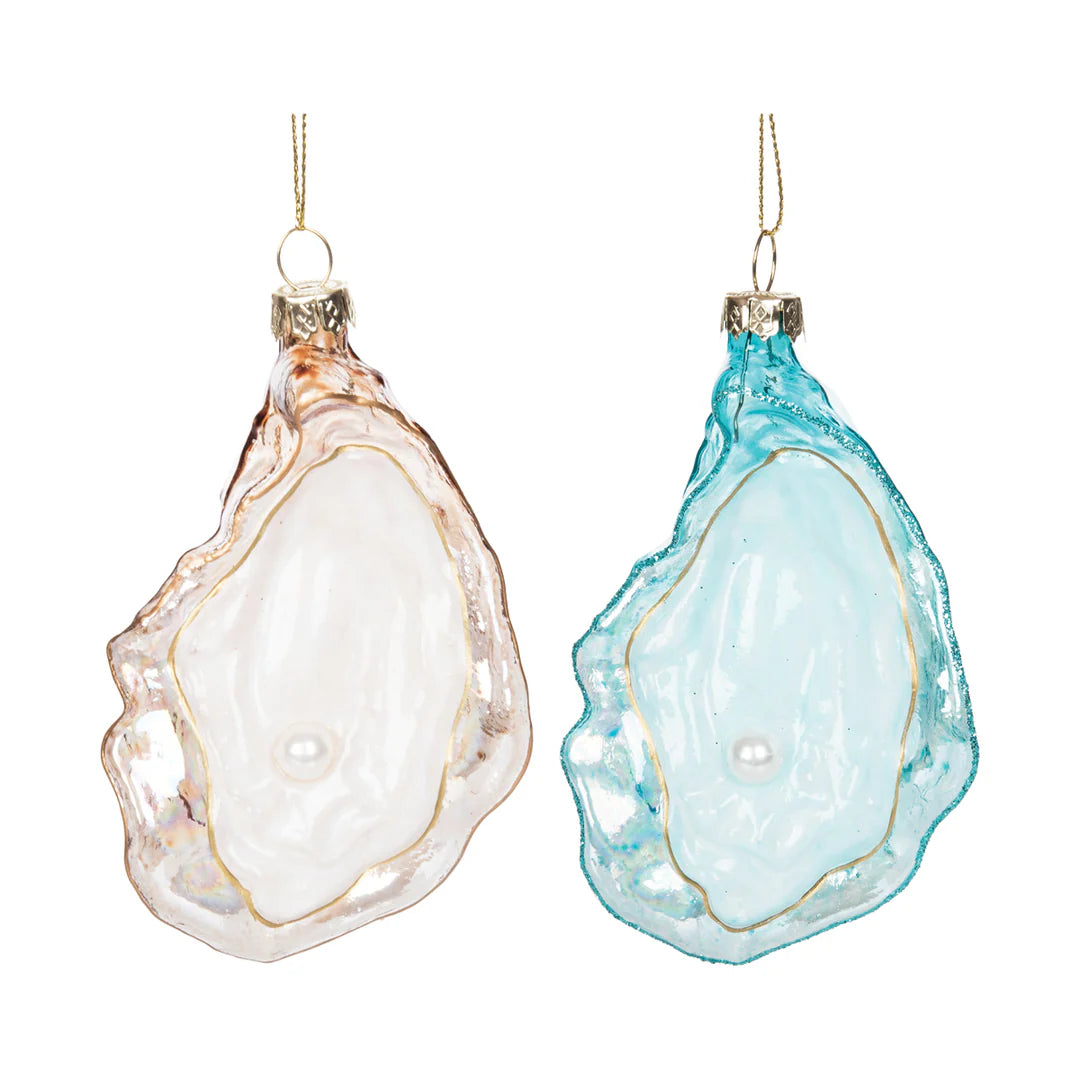 Blown Glass Oyster Shell Ornament