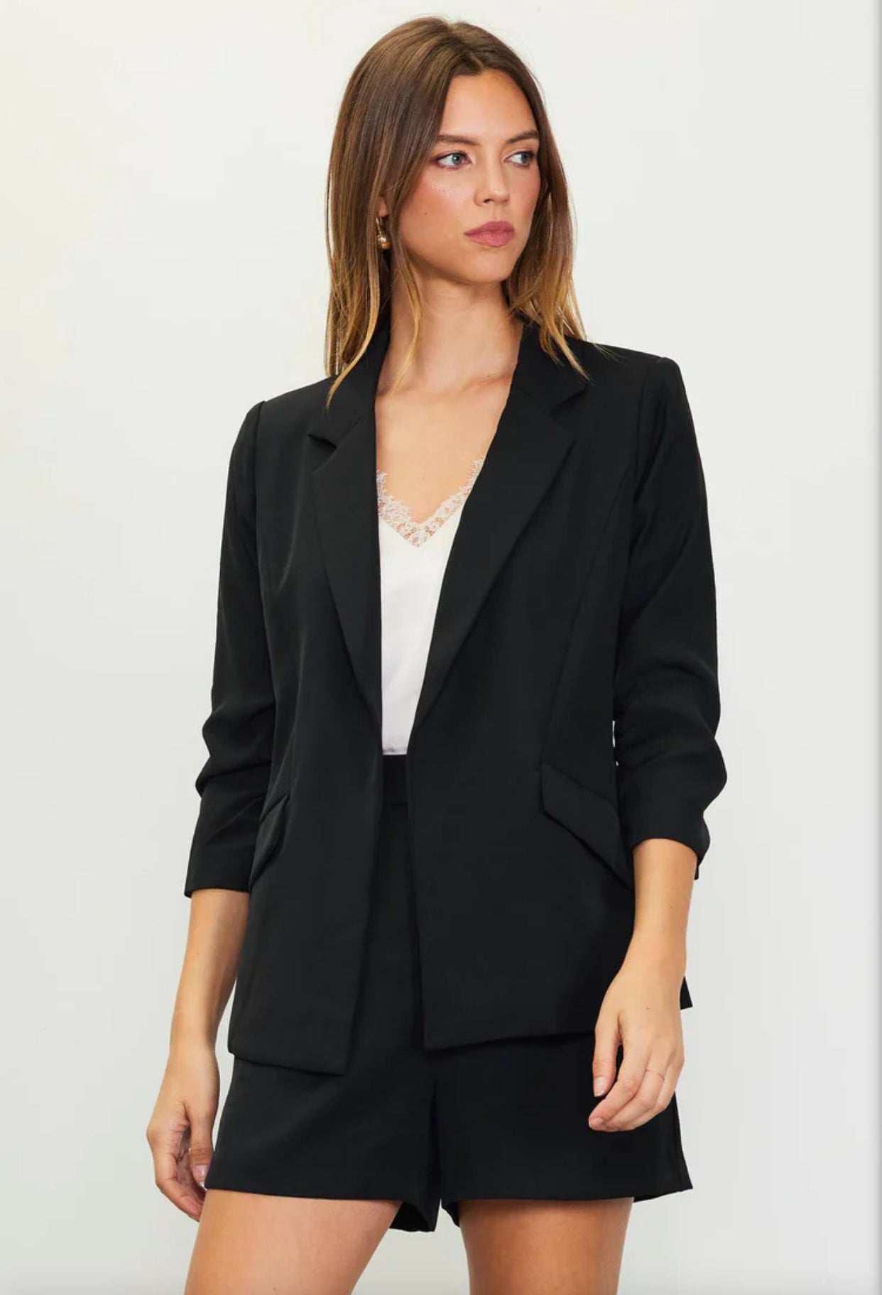 Shirred Sleeve Blazer