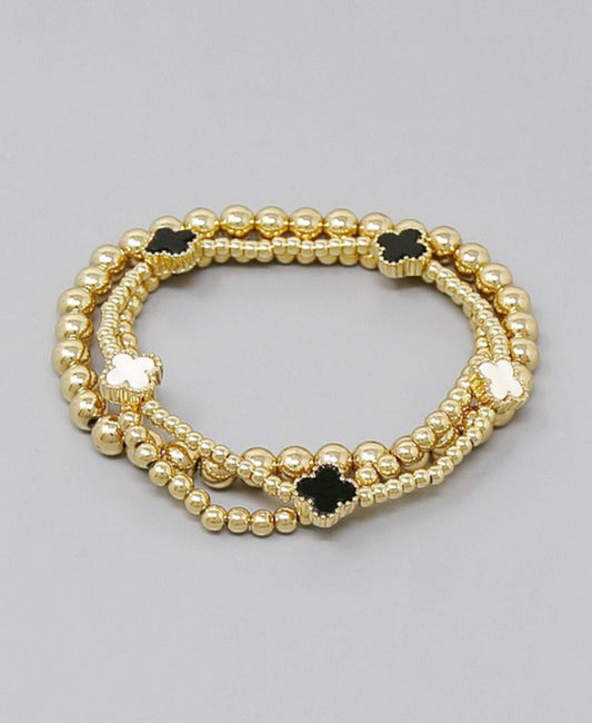 Clover Charm Beaded Bracelet Set