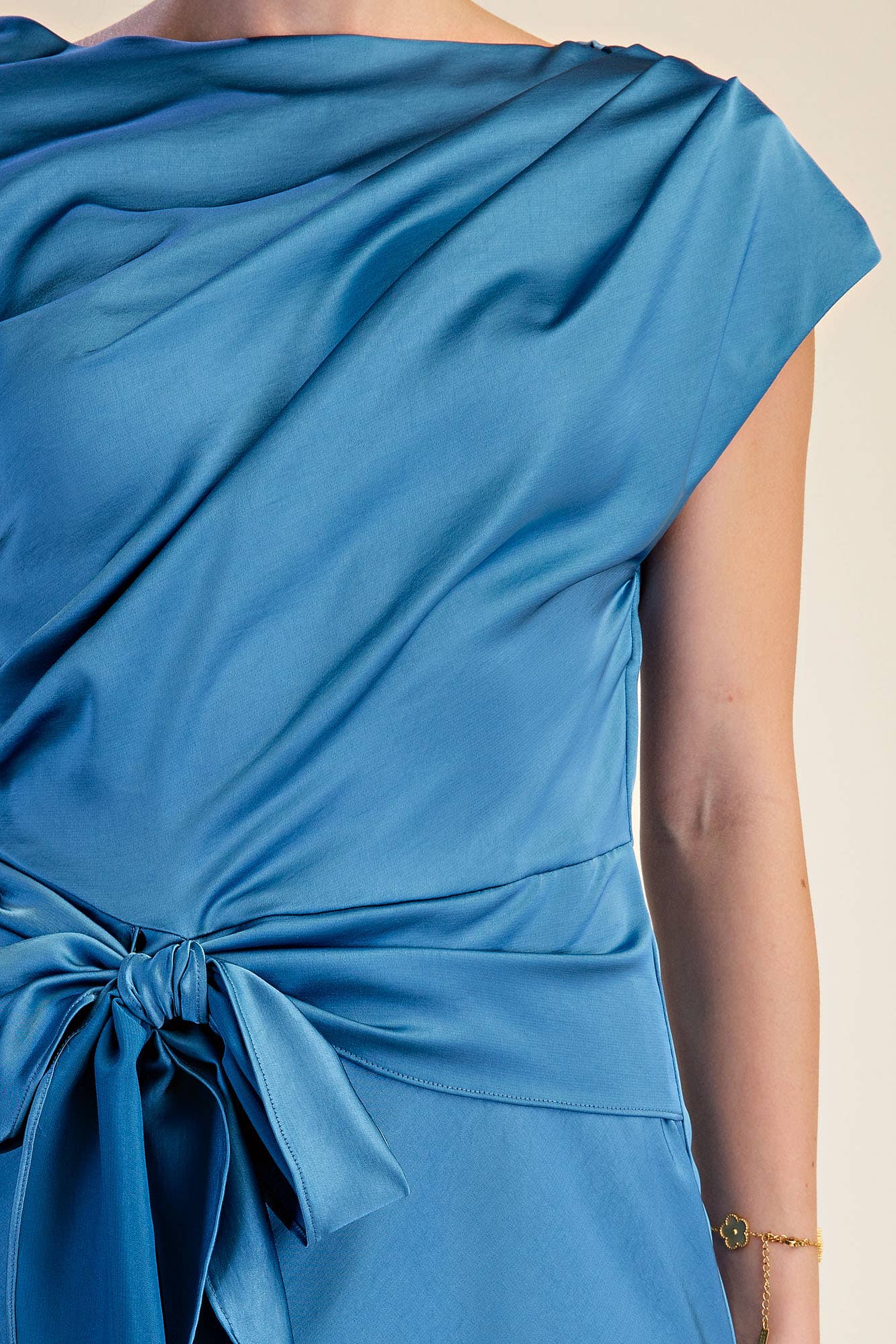Asymmetrical Dress Waist Tie Midi Length