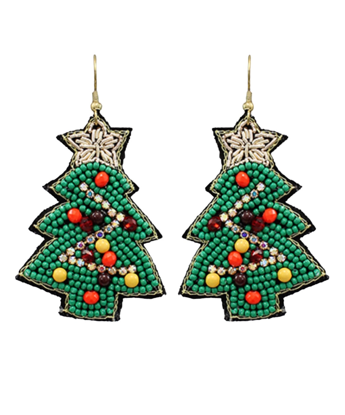 Christmas Tree Bead Earrings Green